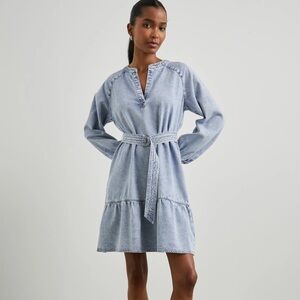 Rails Lila Soft Indigo Denim Mini Dress Long Sleeves